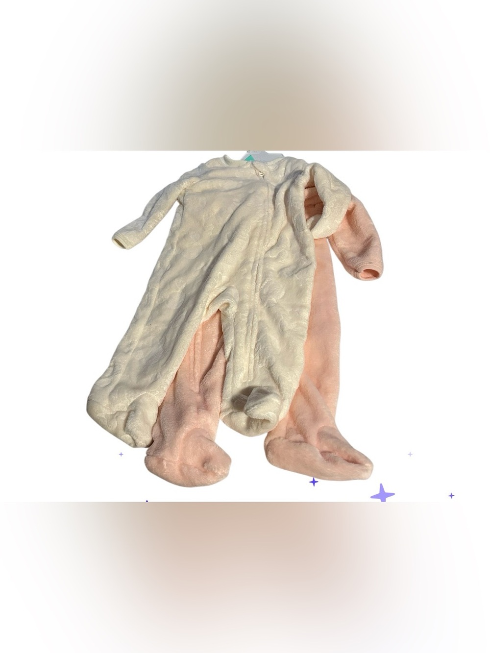 Plush  Baby Two-Pieces Coverall - Cream & Light Pink